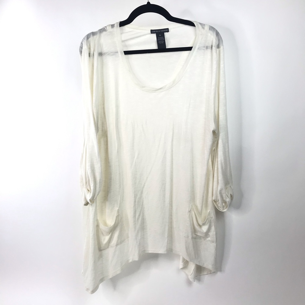 Chelsea & Theadore Ivory Scoop Neck Tunic